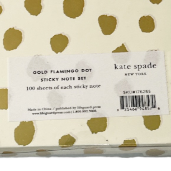 NEW ♠️Kate Spade New York ♠️ GOLD FLAMINGO DOT Sticky Note Set 🌟🌟🌟 - Picture 6 of 7